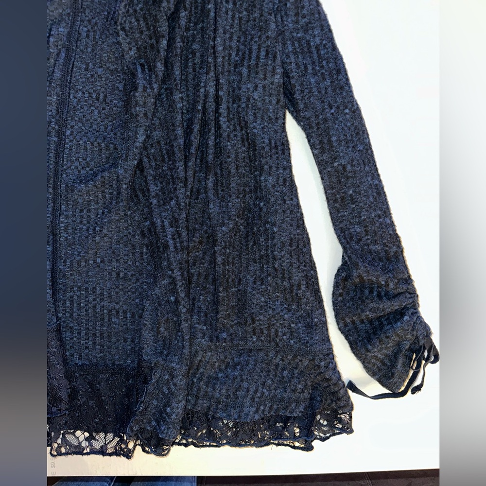 Women’s One World Lace Trim Navy Cardigan - Picture 5 of 5